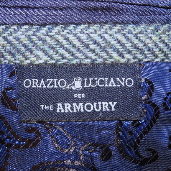 Orazio Luciano Bespoke Pale Bluish Gray Herringbone Tweed Three Piece Suit 42 - Picture 16 of 16